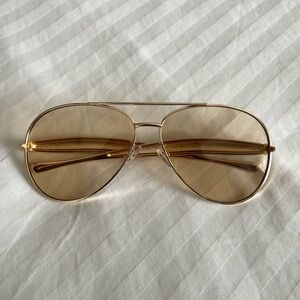 Curved Metal Gold Aviator Sunglasses